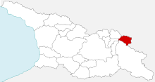 Map highlighting the historical region of Tusheti in Georgia